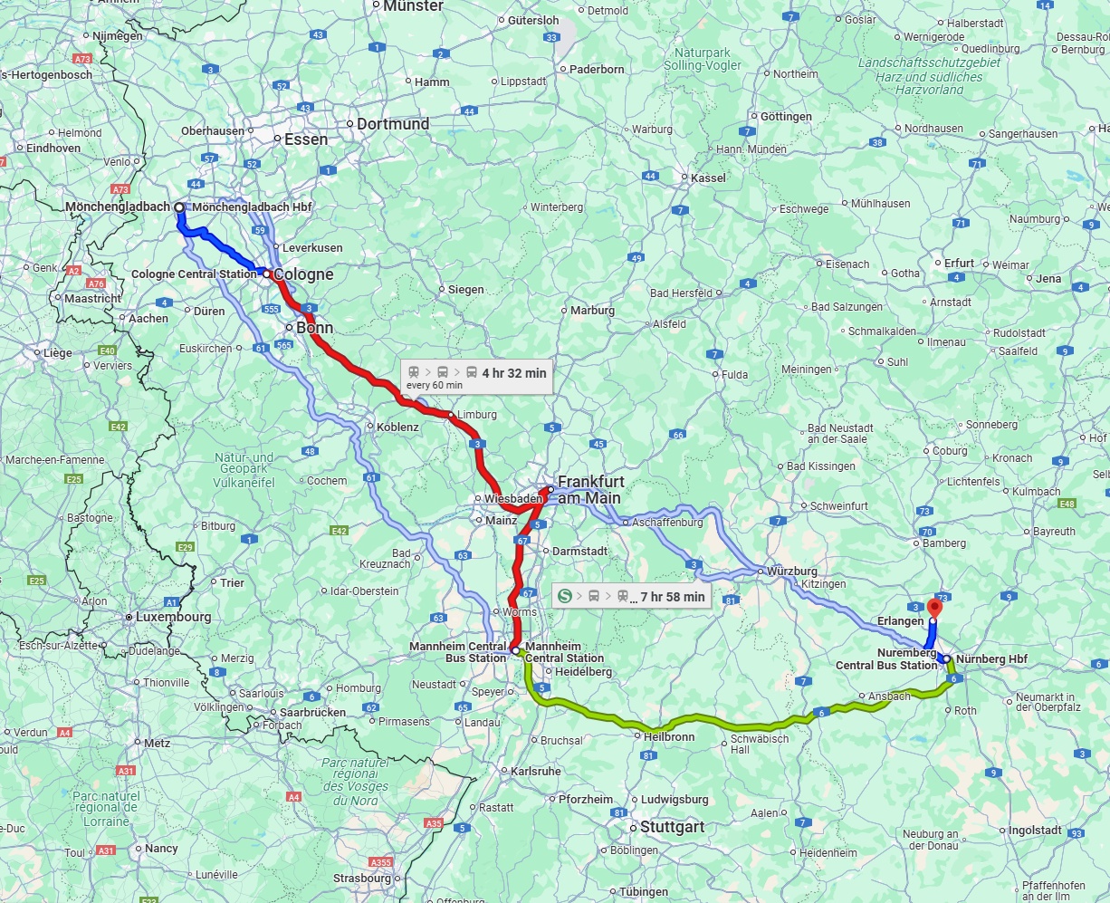Anreise von Mönchengladbach Zu Erlangen Über 