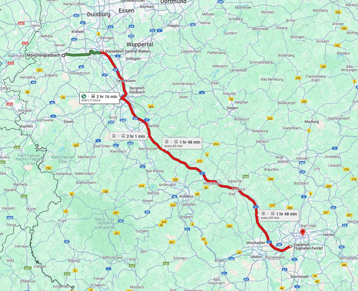 Anreise von Mönchengladbach Zu Frankfurt am Main Über 