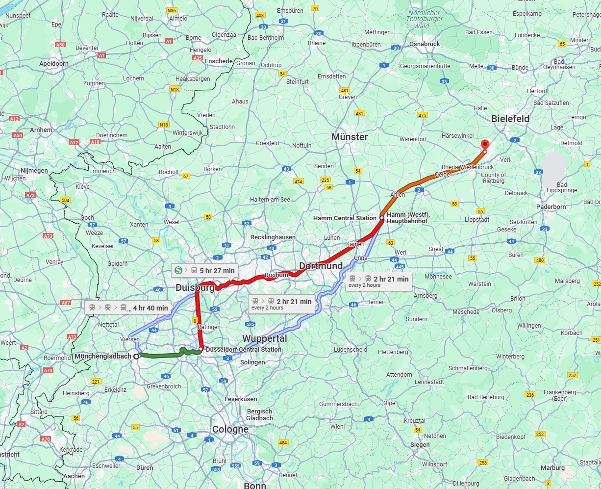 Anreise von Mönchengladbach Zu Gütersloh Über 