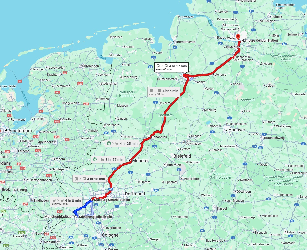 Anreise von Mönchengladbach Zu Hamburg Über 