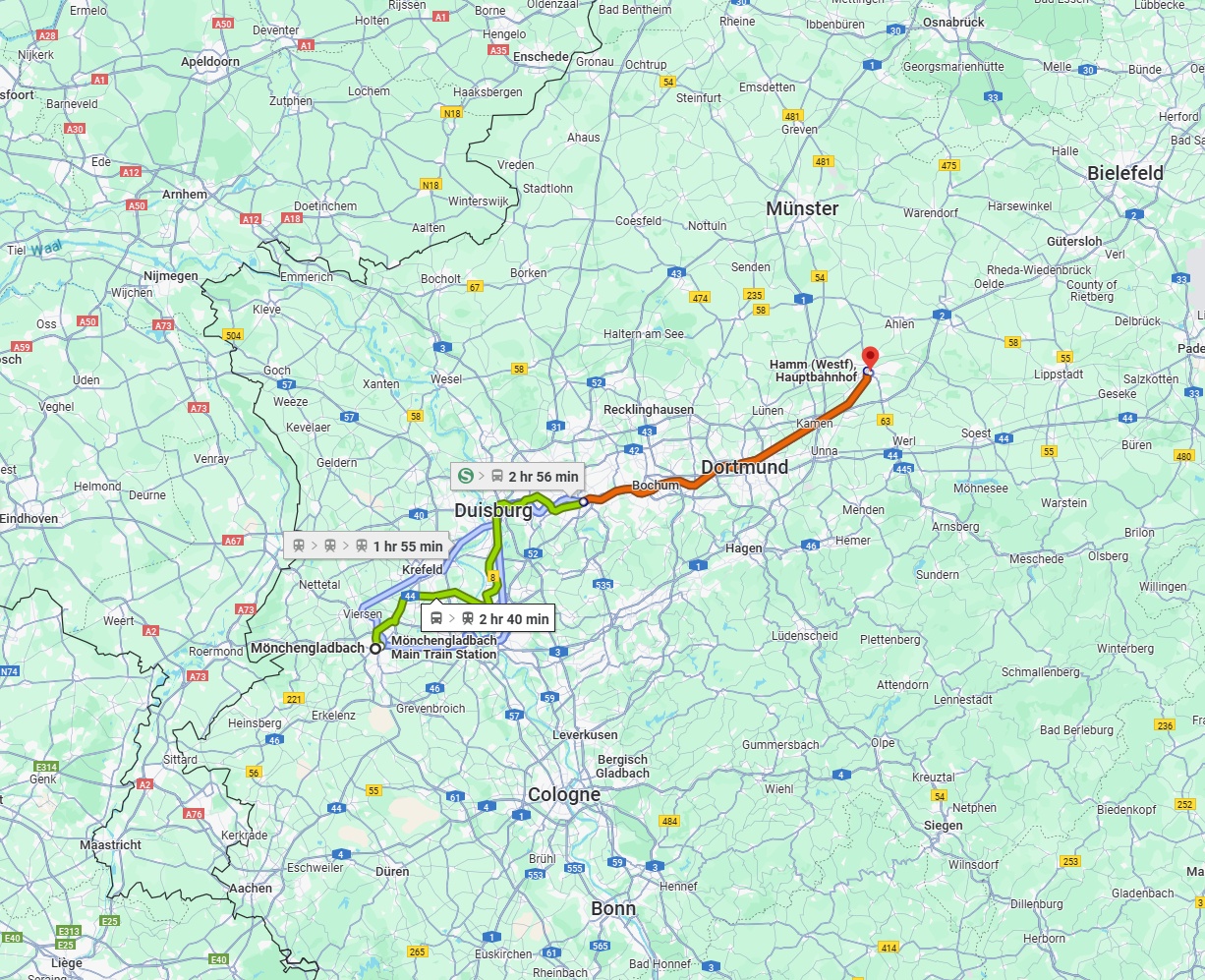 Anreise von Mönchengladbach Zu Hamm Über 