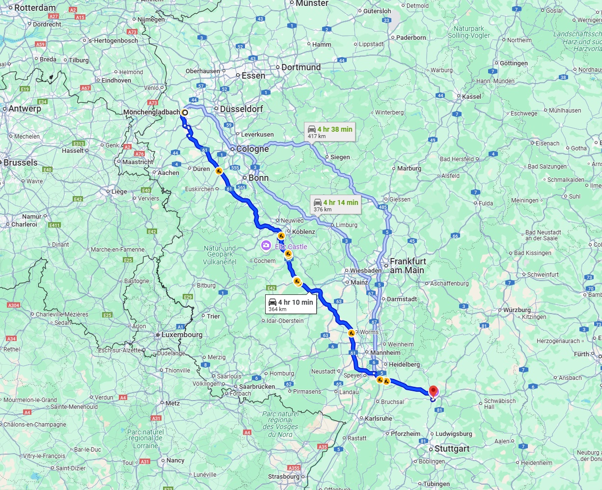 Anreise von Mönchengladbach Zu Heilbronn Über via A61