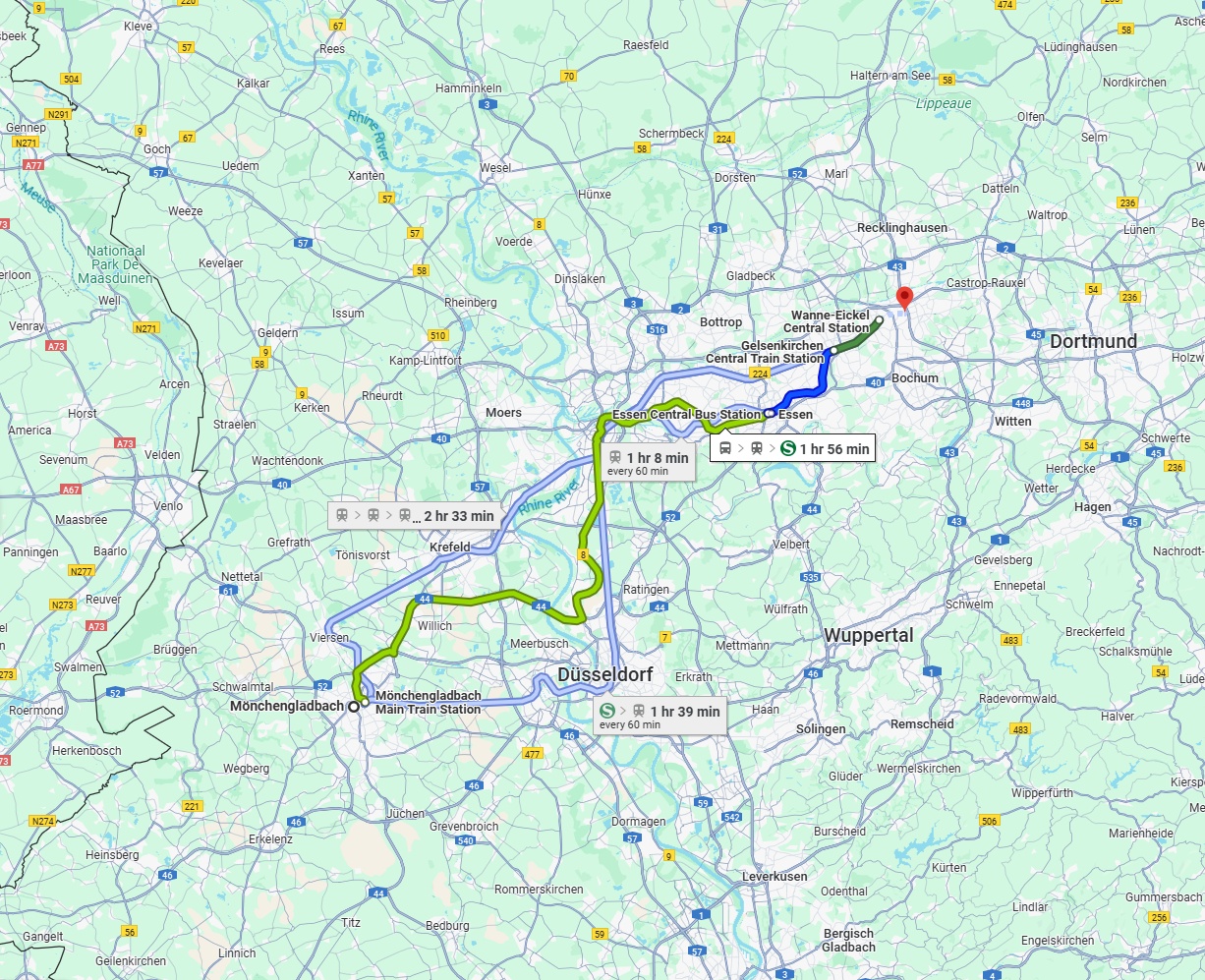 Anreise von Mönchengladbach Zu Herne Über 