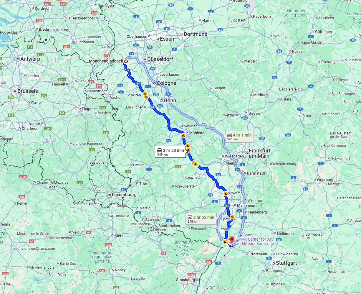 Anreise von Mönchengladbach Zu Karlsruhe Über via A61