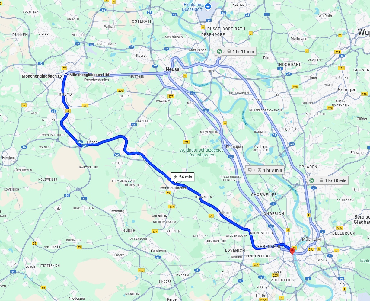 Anreise von Mönchengladbach Zu Köln Über 