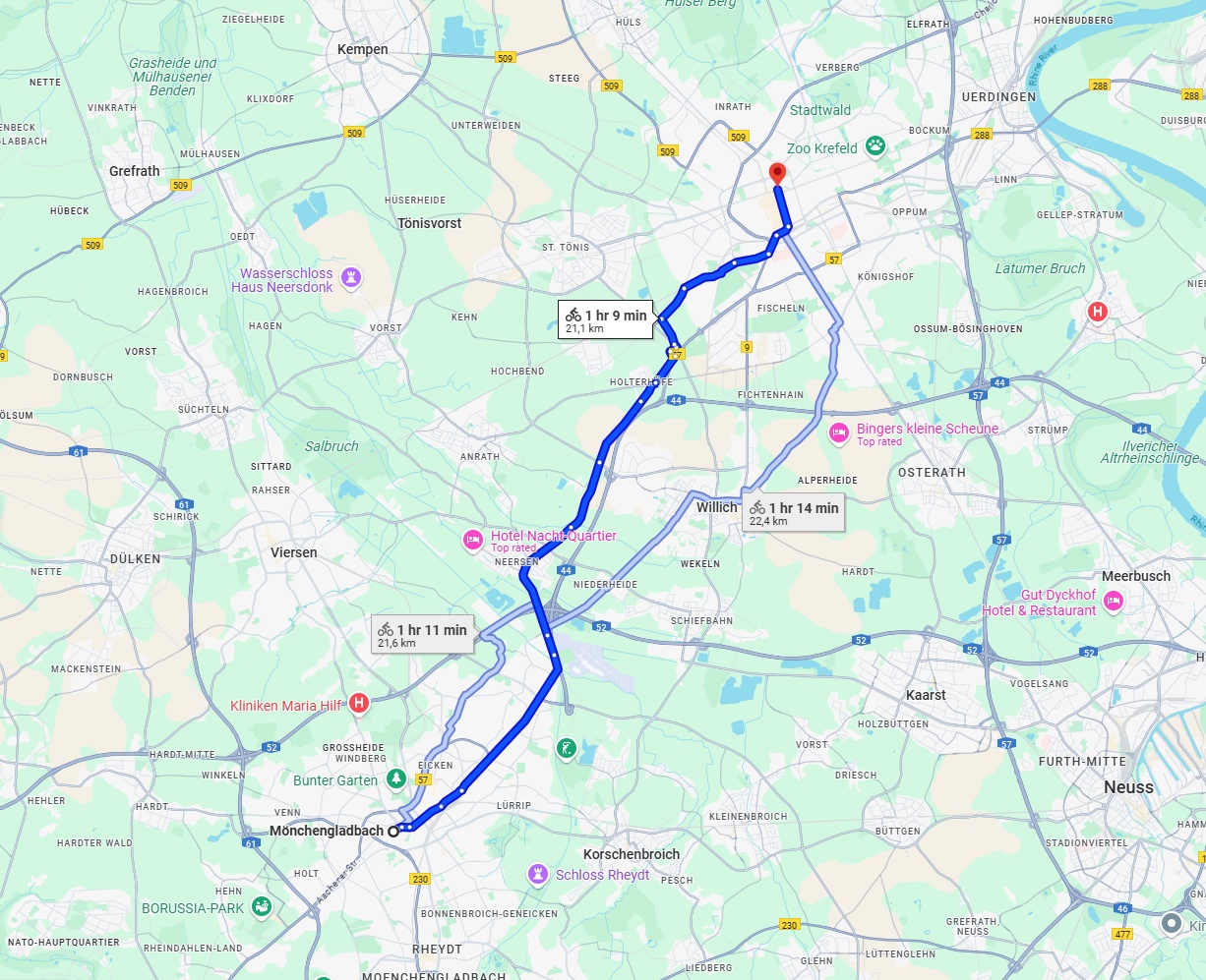 Anreise von Mönchengladbach Zu Krefeld Über 