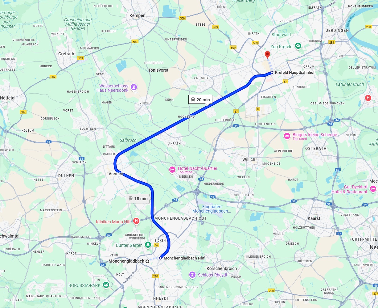 Anreise von Mönchengladbach Zu Krefeld Über 