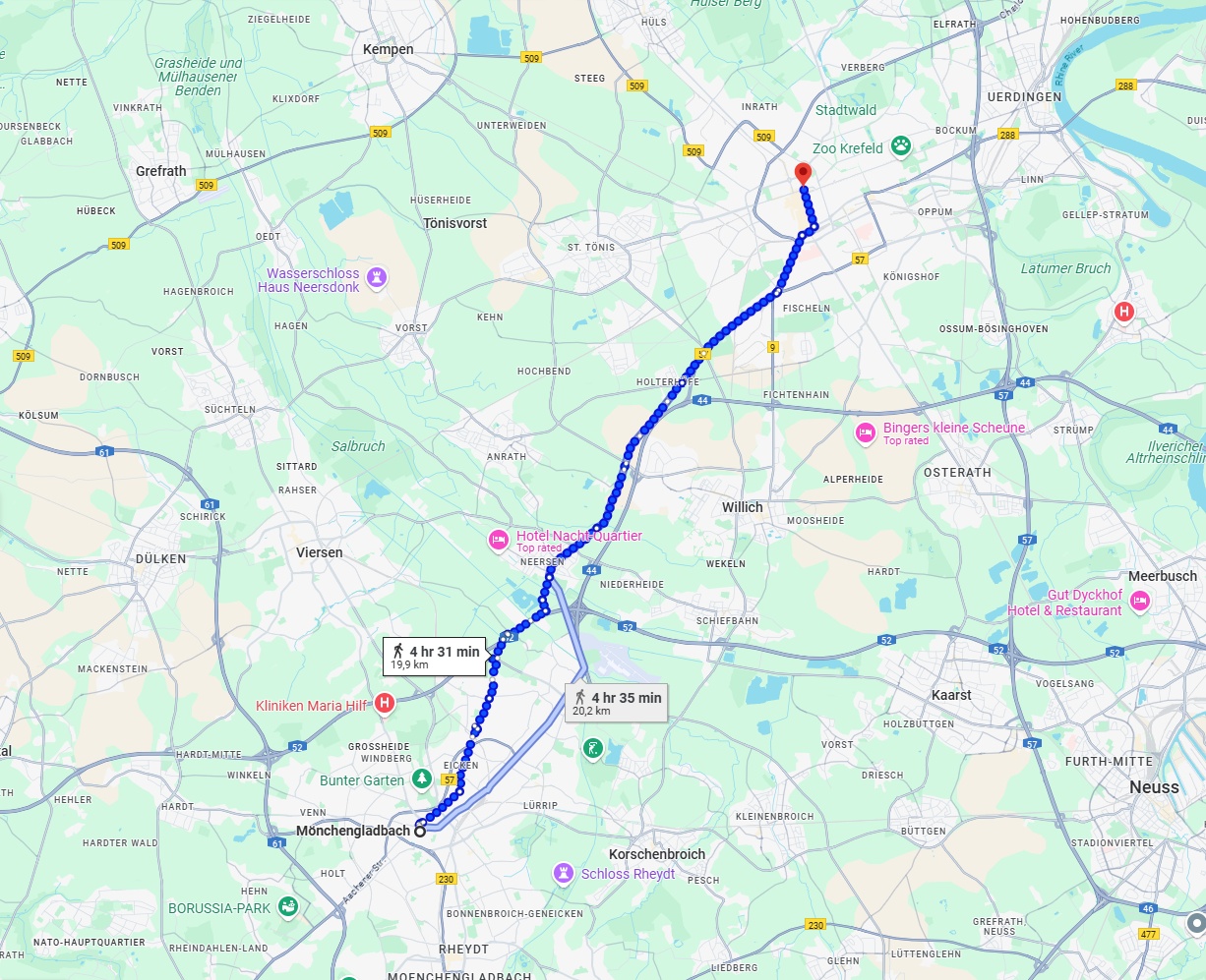 Anreise von Mönchengladbach Zu Krefeld Über 