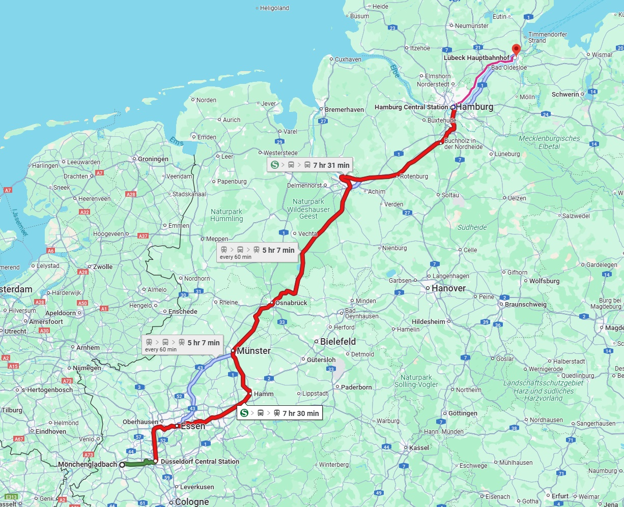 Anreise von Mönchengladbach Zu Lübeck Über 
