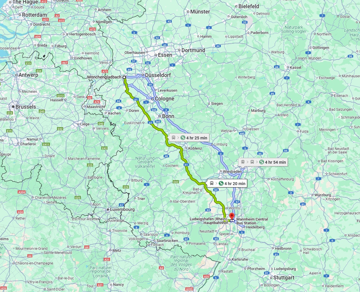Anreise von Mönchengladbach Zu Ludwigshafen am Rhein Über 