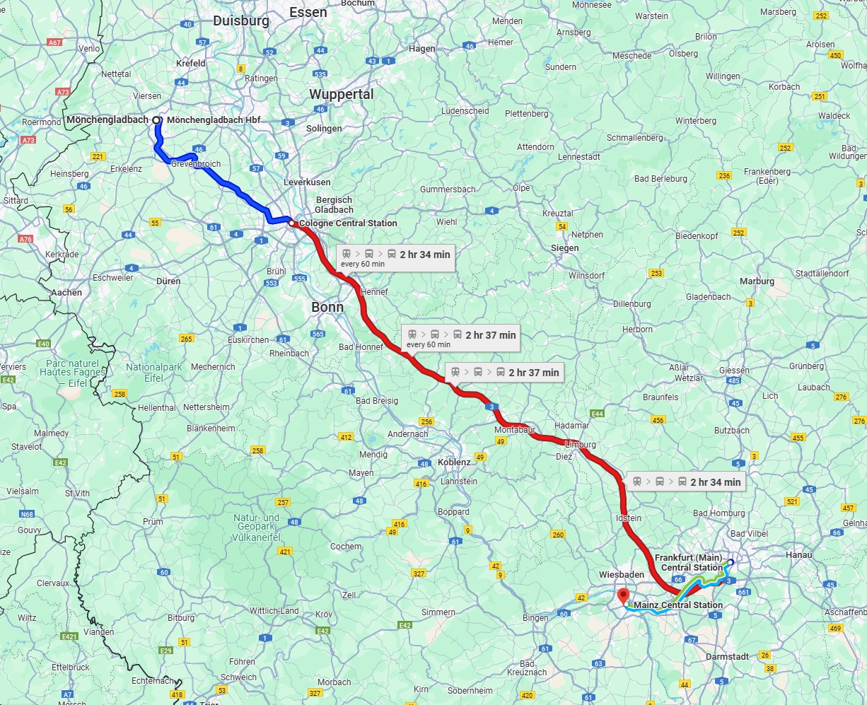 Anreise von Mönchengladbach Zu Mainz Über 