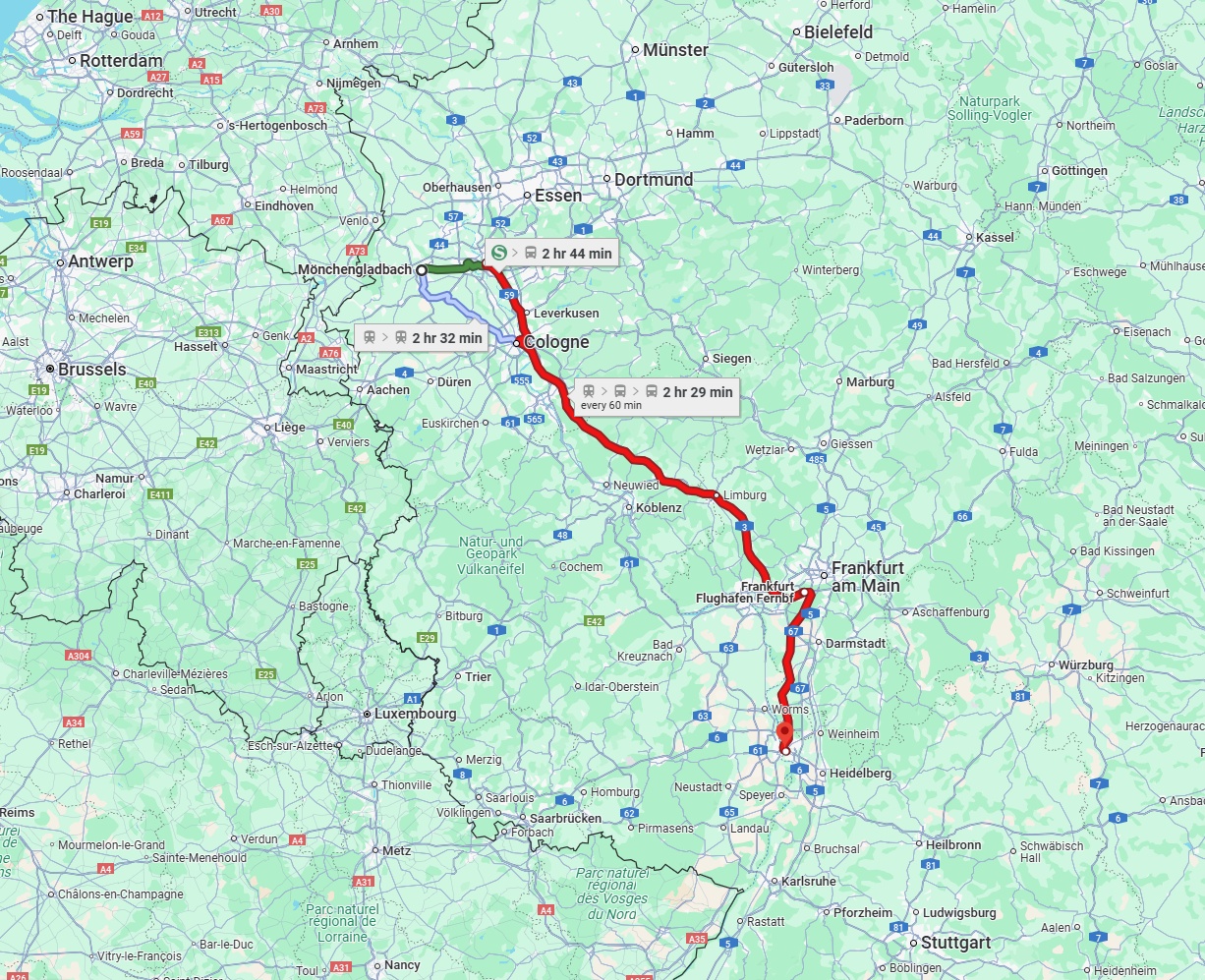 Anreise von Mönchengladbach Zu Mannheim Über 
