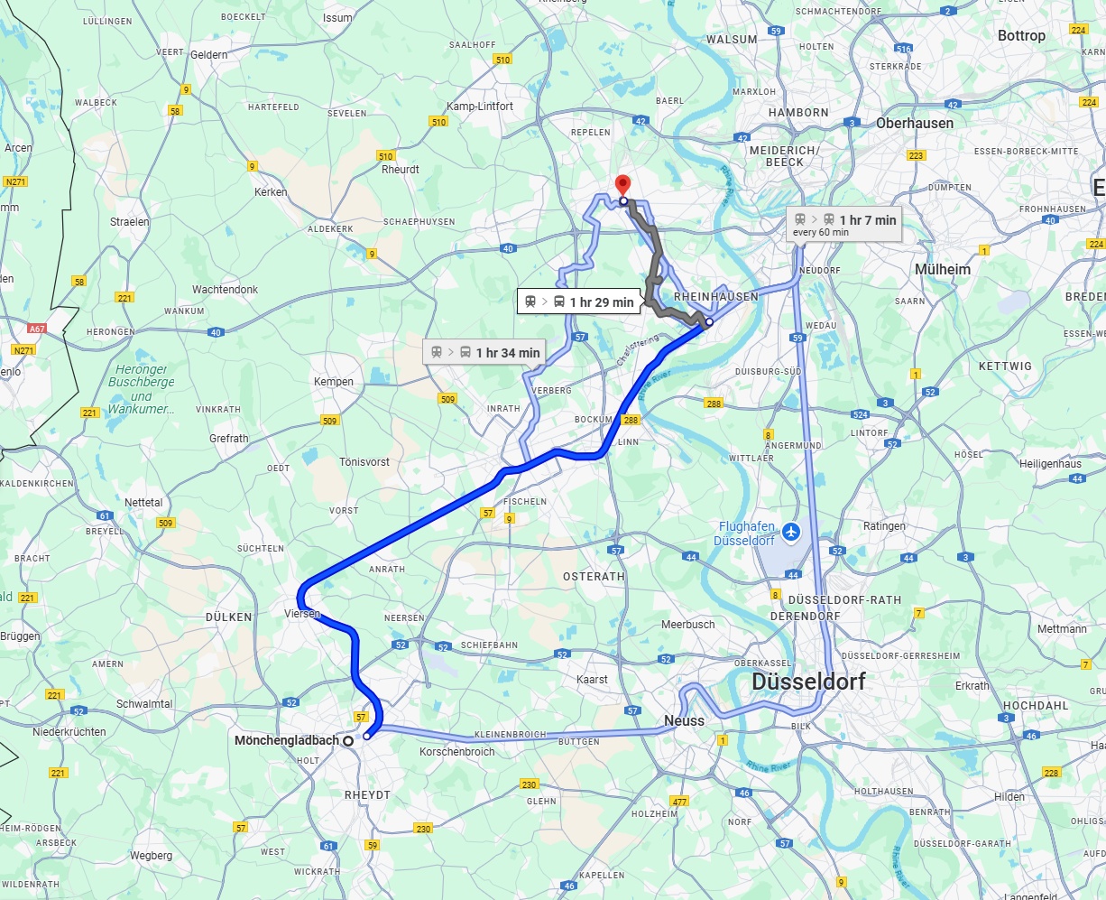 Anreise von Mönchengladbach Zu Moers Über 