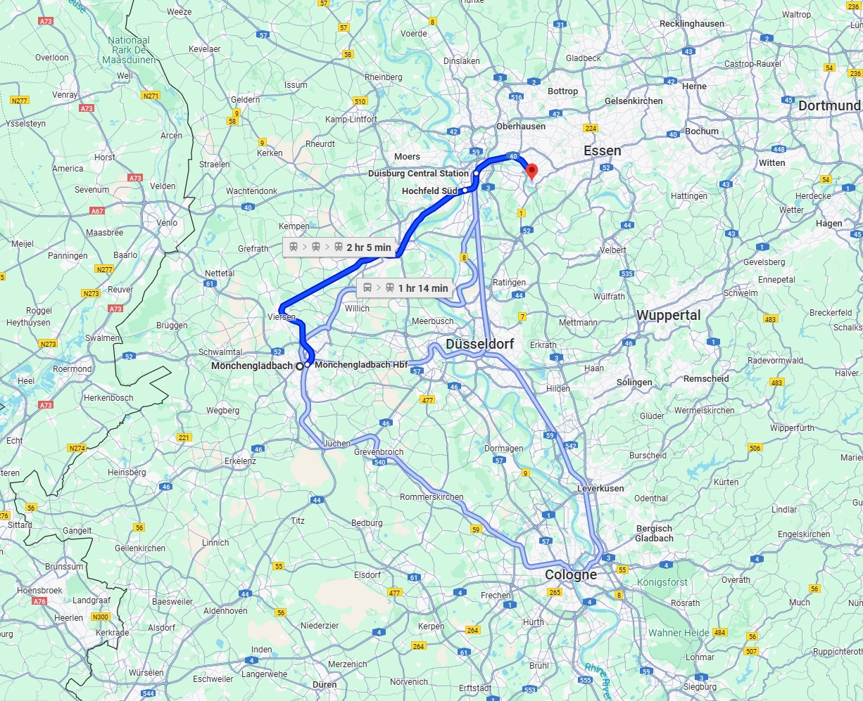 Anreise von Mönchengladbach Zu Mülheim an der Ruhr Über 