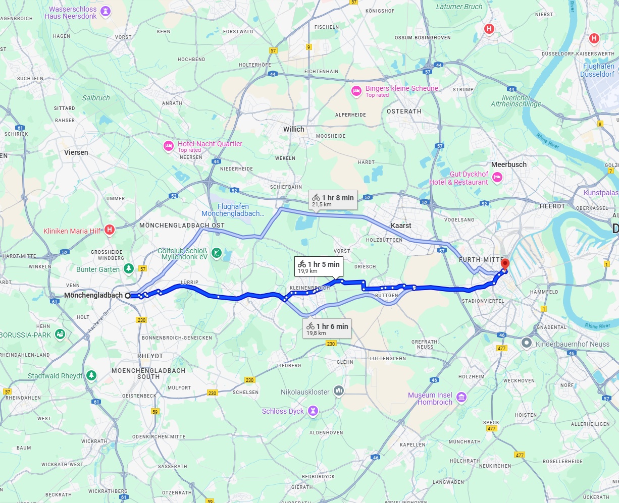 Anreise von Mönchengladbach Zu Neuss Über 