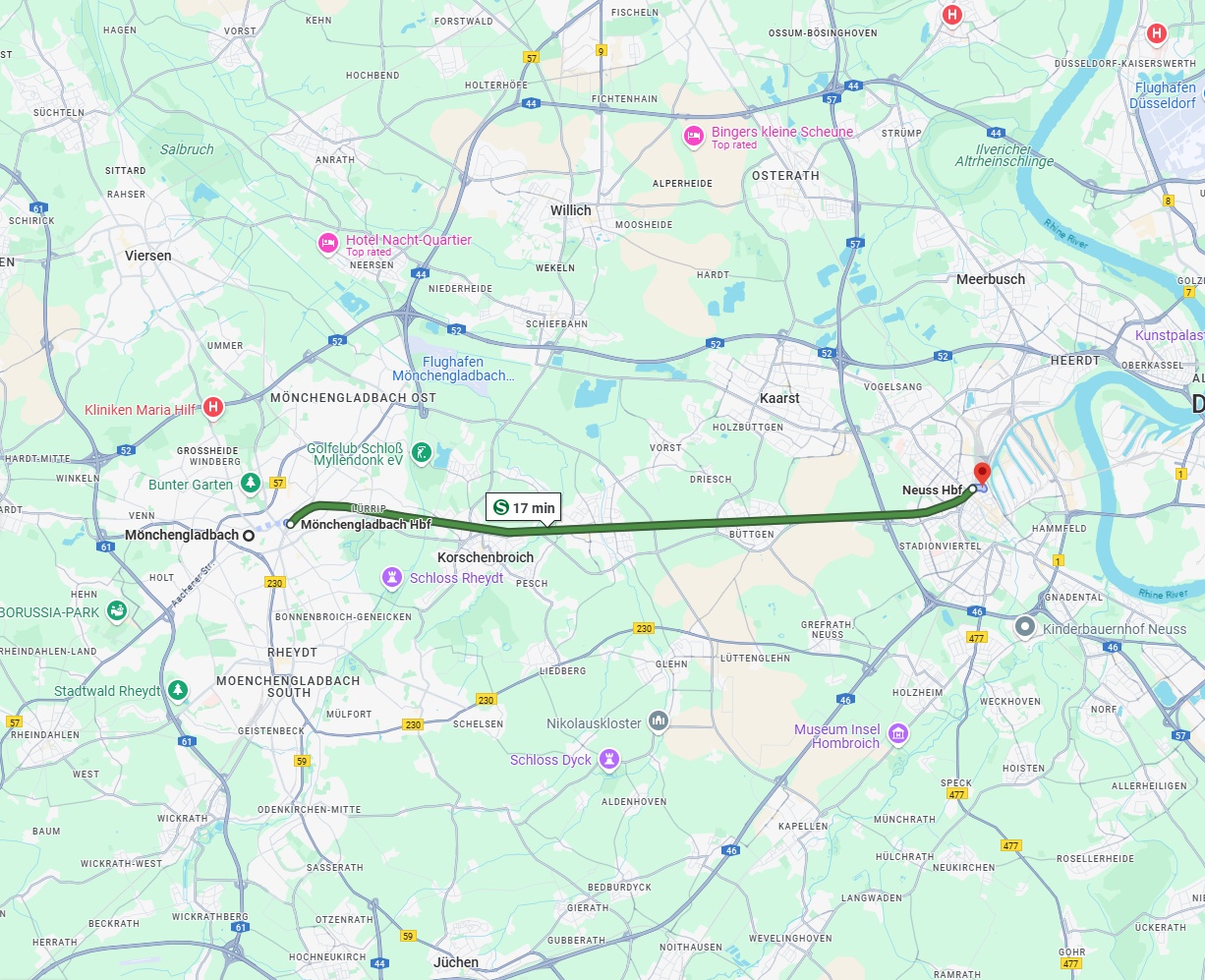 Anreise von Mönchengladbach Zu Neuss Über 