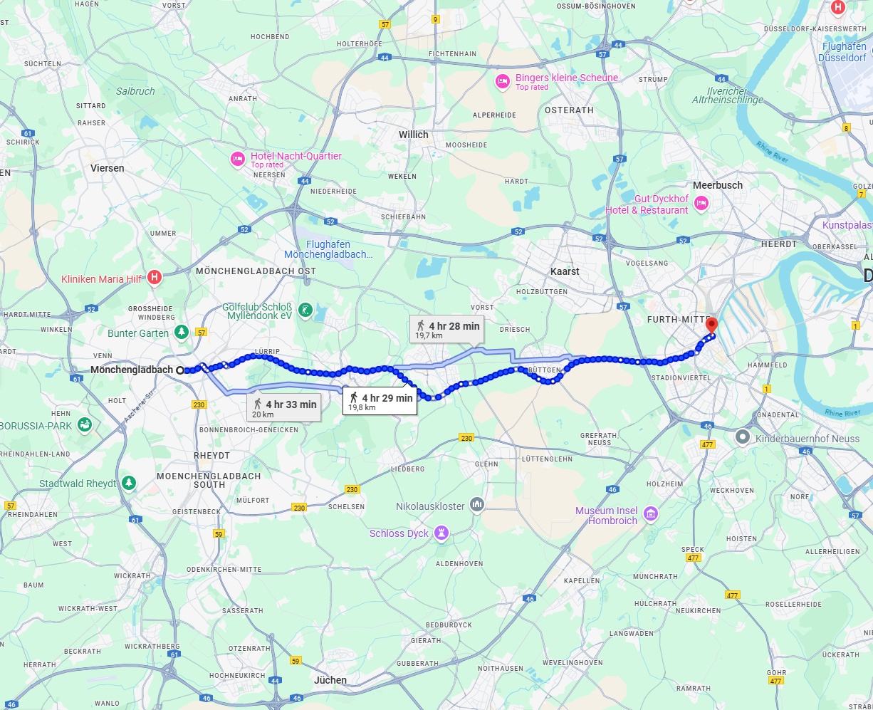 Anreise von Mönchengladbach Zu Neuss Über 