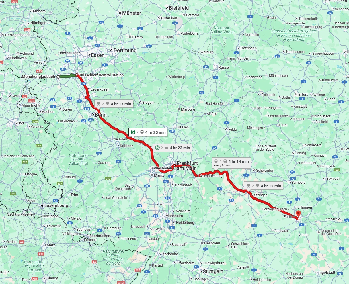 Anreise von Mönchengladbach Zu Nürnberg Über 