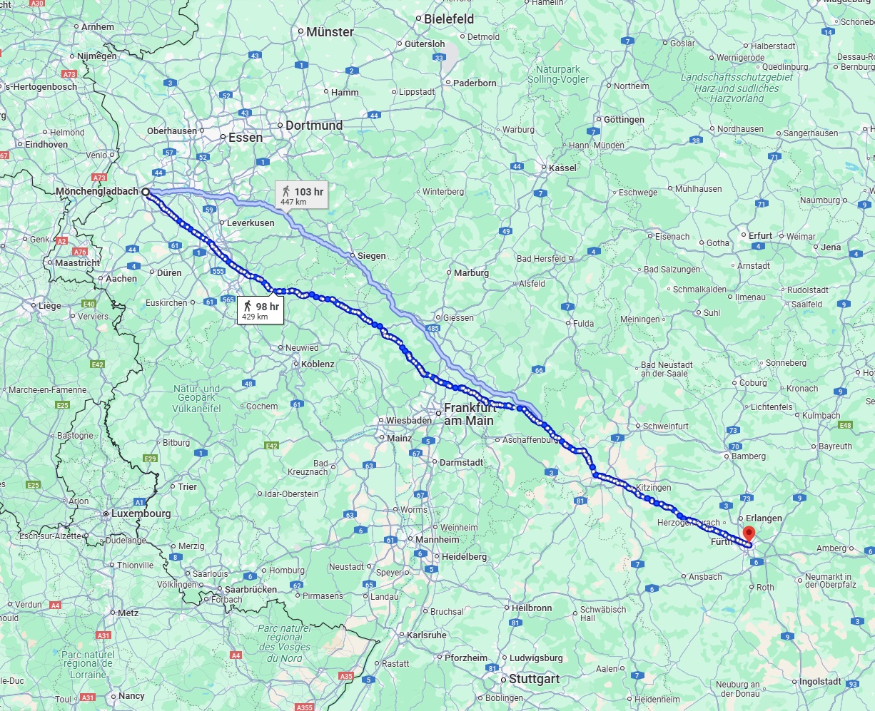 Anreise von Mönchengladbach Zu Nürnberg Über 