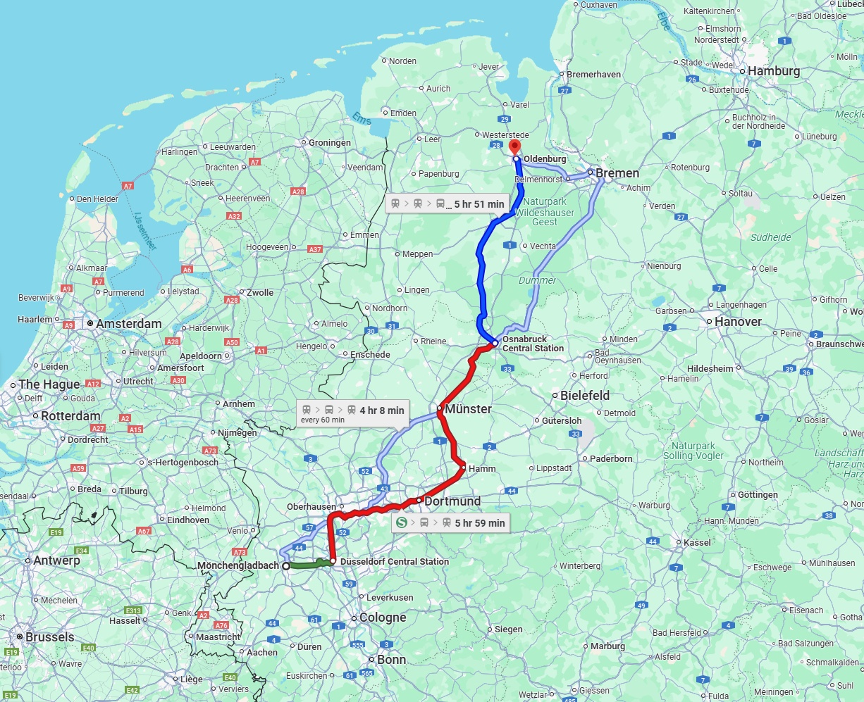 Anreise von Mönchengladbach Zu Oldenburg Über 
