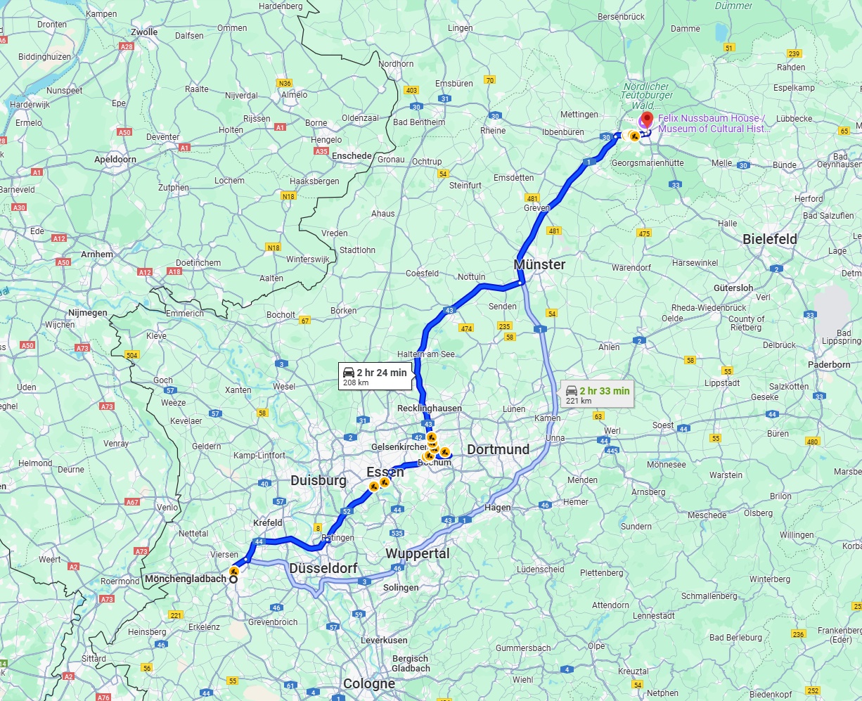 Anreise von Mönchengladbach Zu Osnabrück Über via A43