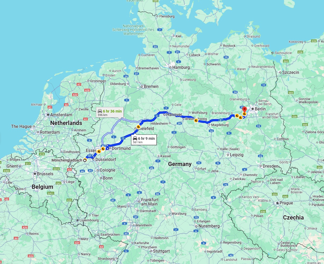 Anreise von Mönchengladbach Zu Potsdam Über via A2