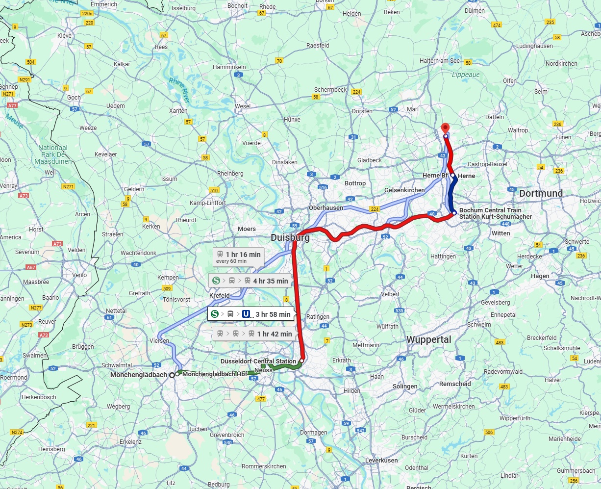 Anreise von Mönchengladbach Zu Recklinghausen Über 