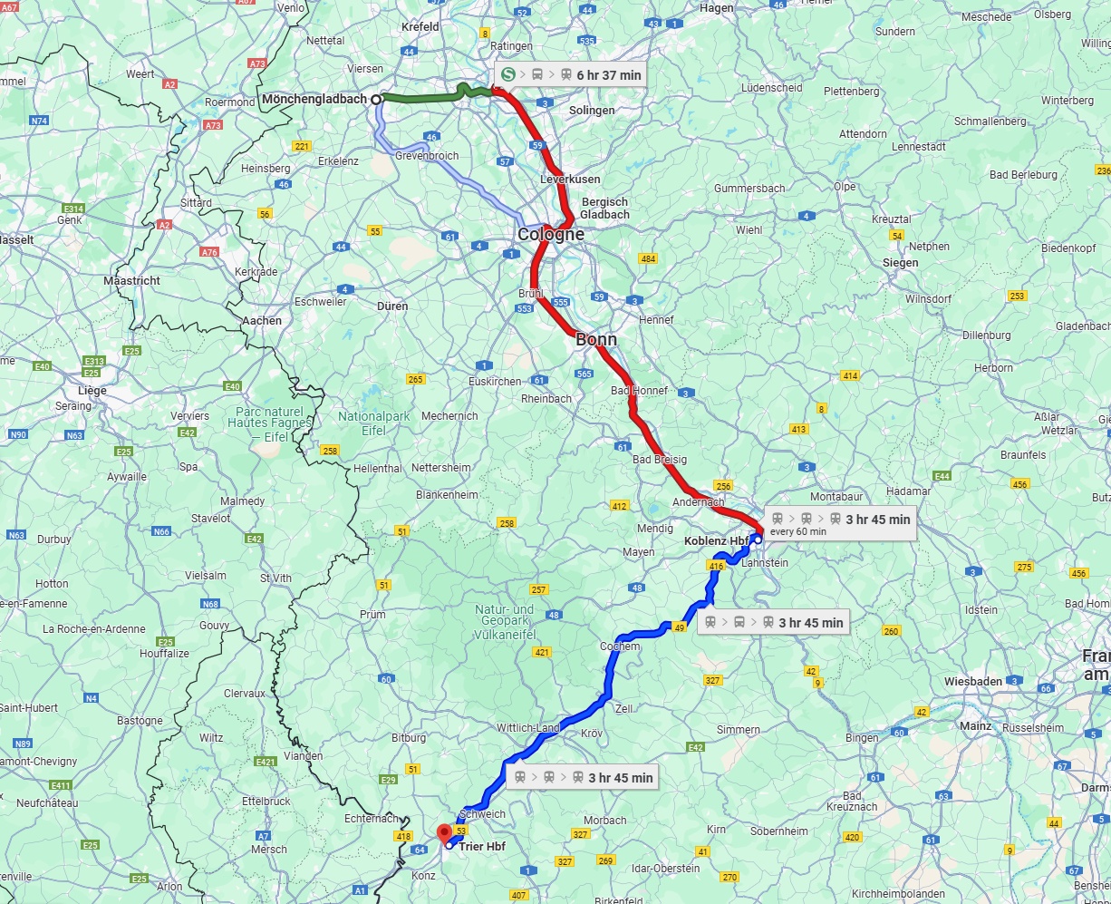 Anreise von Mönchengladbach Zu Trier Über 