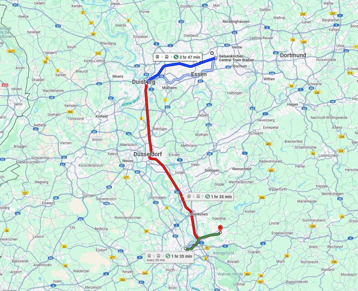 Anreise von Gelsenkirchen Zu Bergisch Gladbach Über 