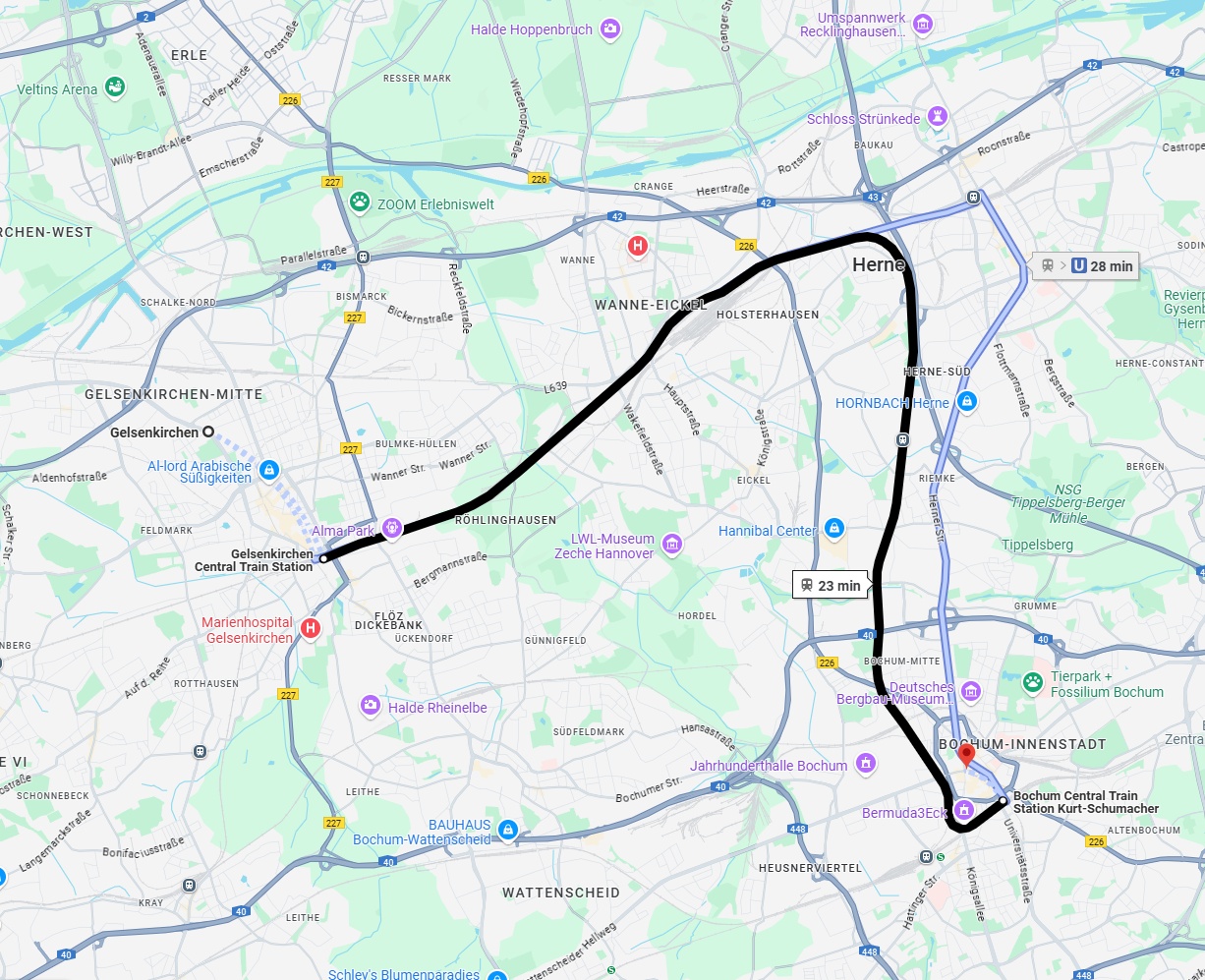 Anreise von Gelsenkirchen Zu Bochum Über 