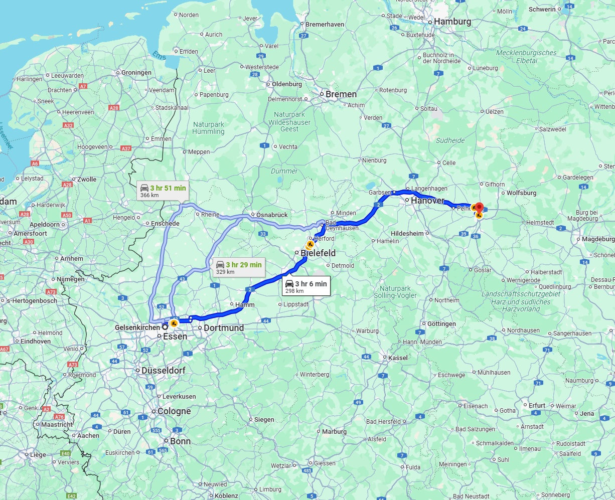 Anreise von Gelsenkirchen Zu Braunschweig Über via A2