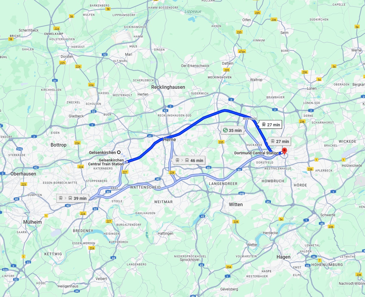 Anreise von Gelsenkirchen Zu Dortmund Über 