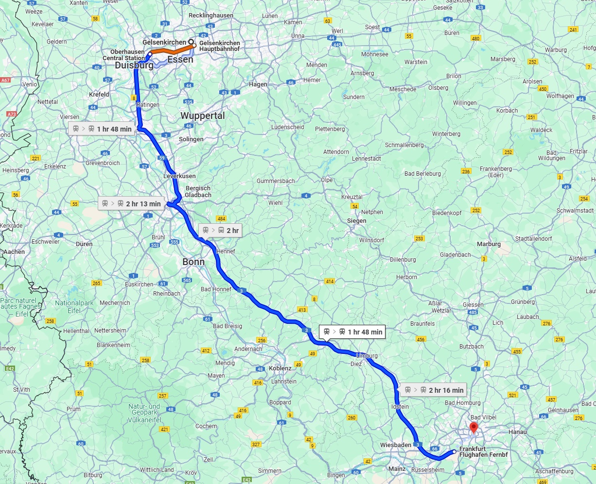 Anreise von Gelsenkirchen Zu Frankfurt am Main Über 
