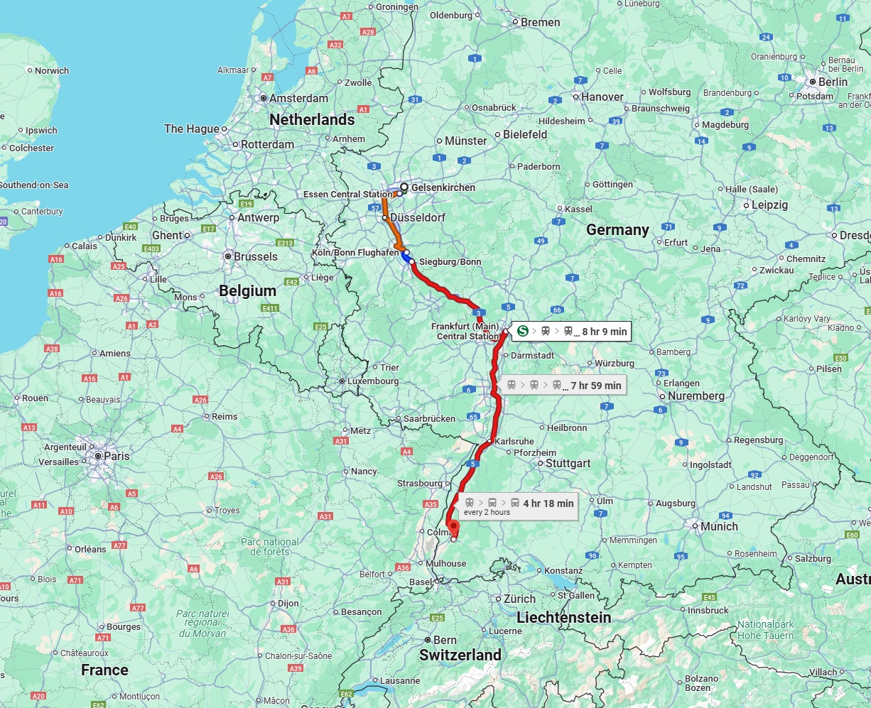 Anreise von Gelsenkirchen Zu Freiburg im Breisgau Über 