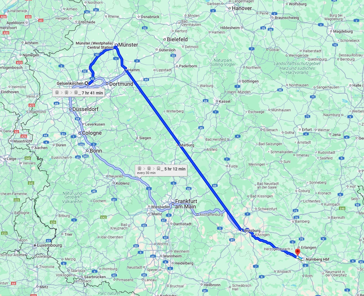 Anreise von Gelsenkirchen Zu Fürth Über 
