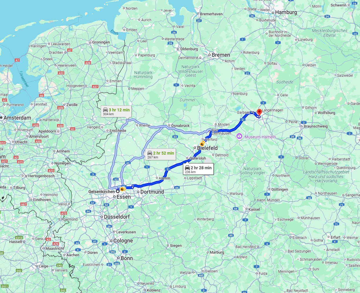 Anreise von Gelsenkirchen Zu Hannover Über via A2