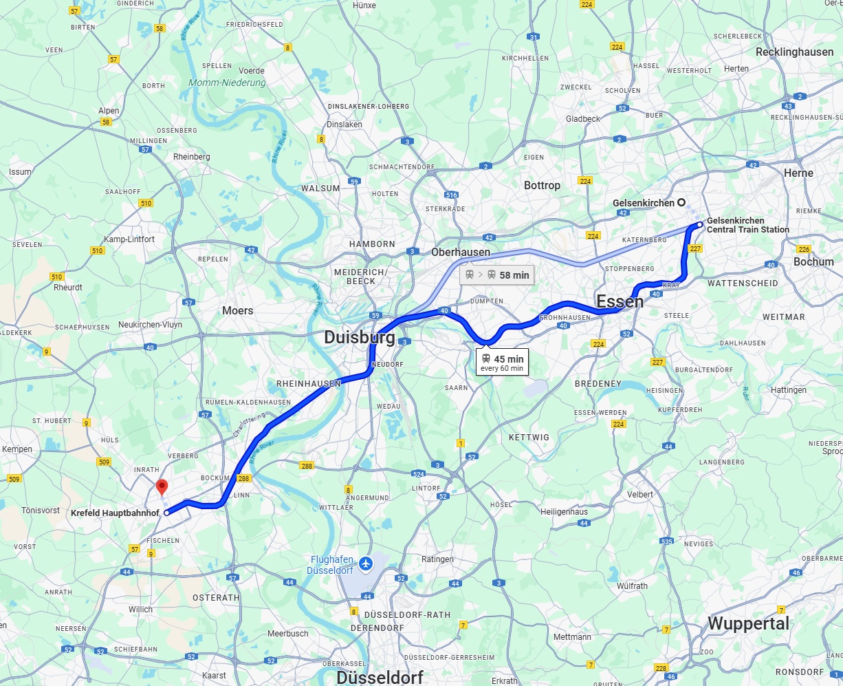 Anreise von Gelsenkirchen Zu Krefeld Über 