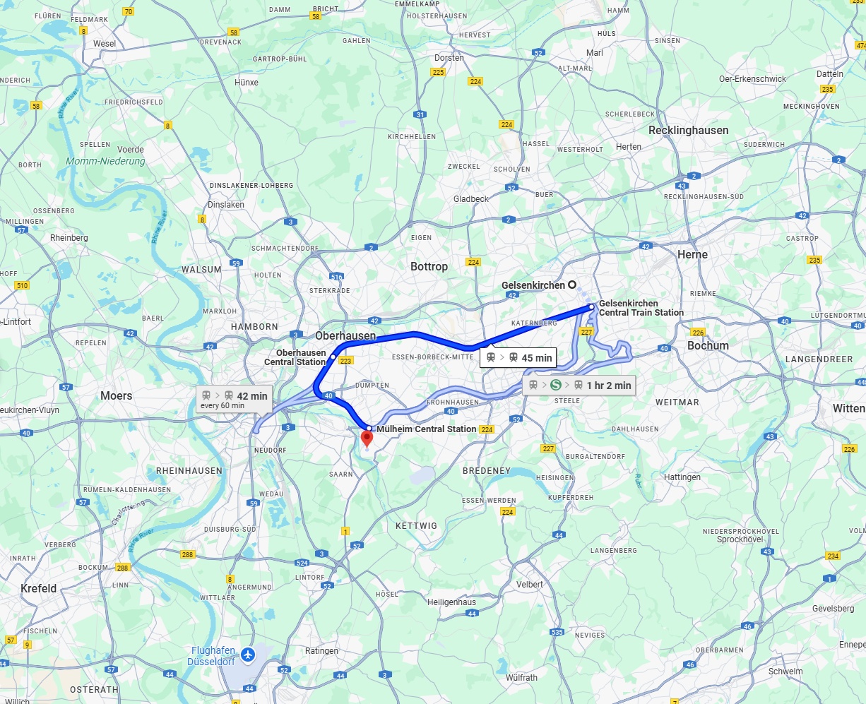 Anreise von Gelsenkirchen Zu Mülheim an der Ruhr Über 