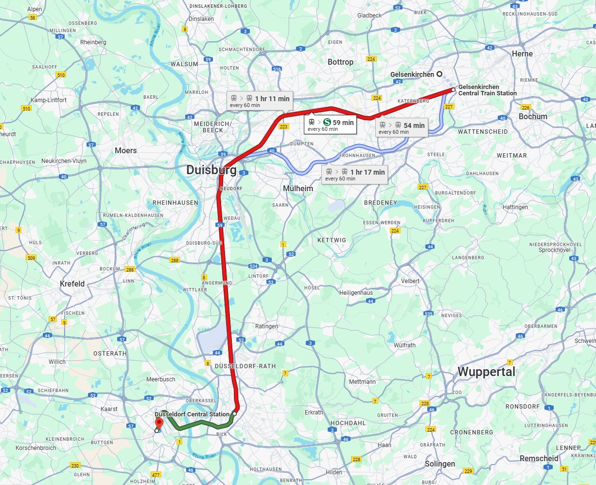 Anreise von Gelsenkirchen Zu Neuss Über 