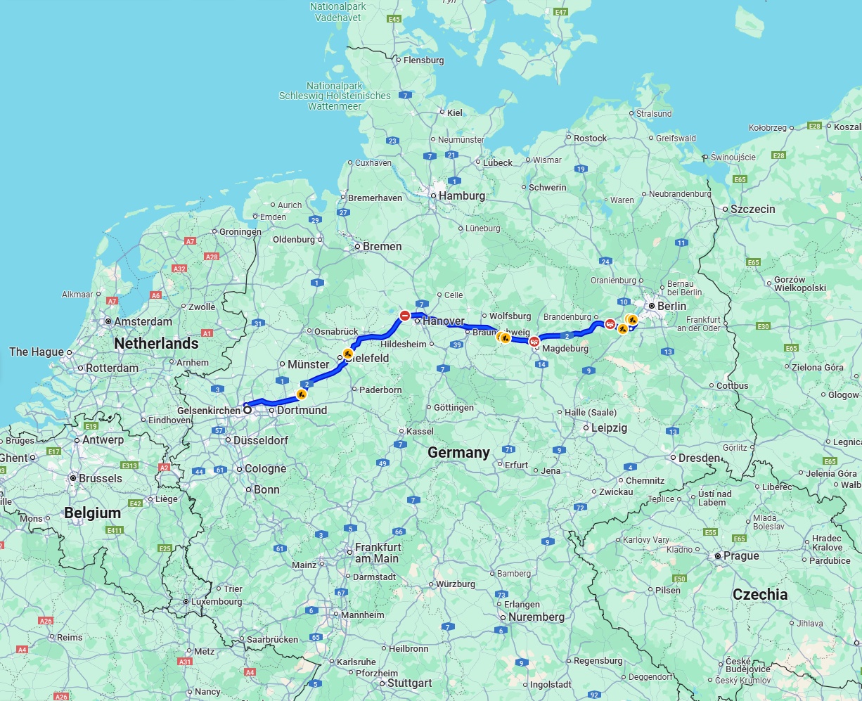 Anreise von Gelsenkirchen Zu Potsdam Über via A2