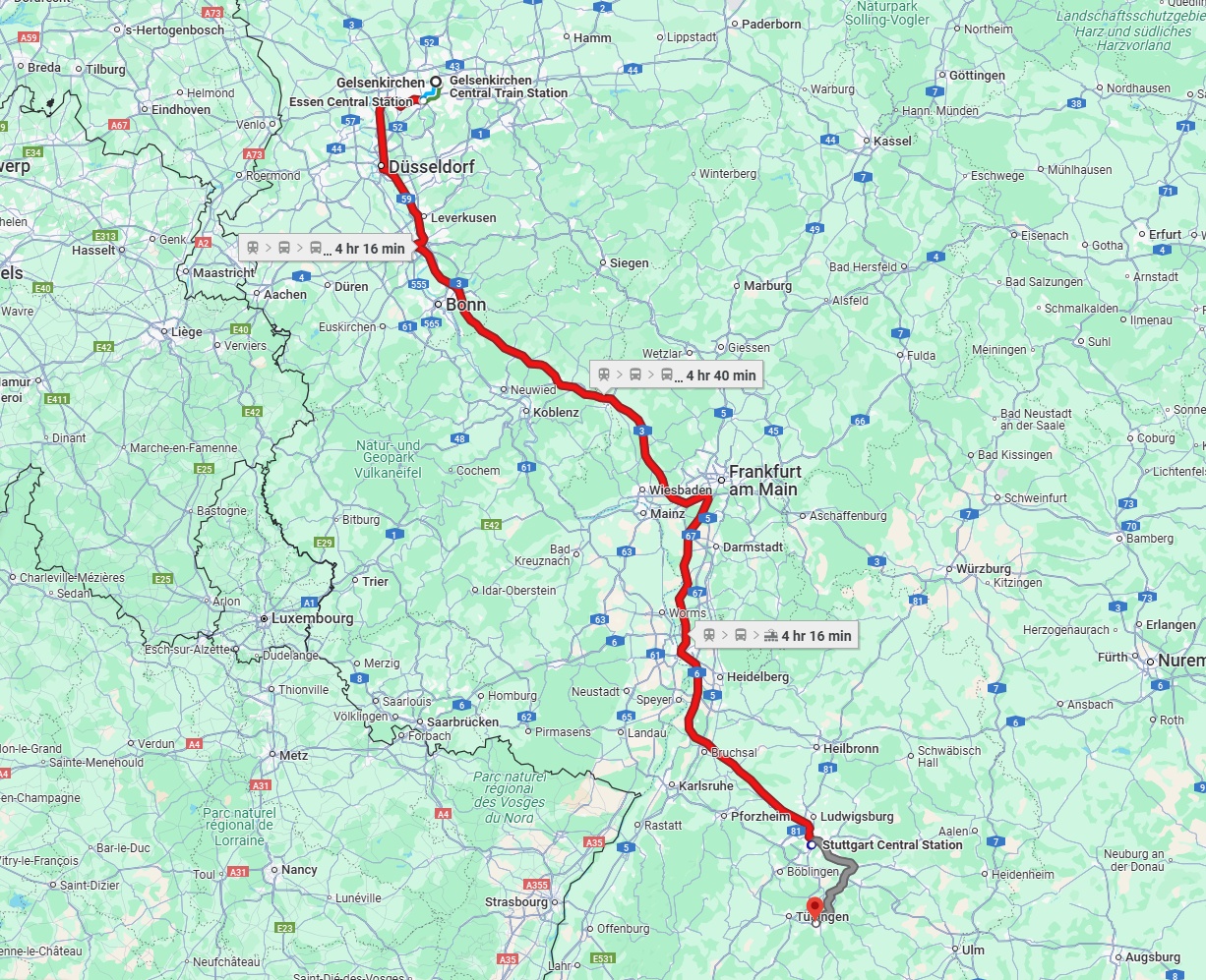 Anreise von Gelsenkirchen Zu Reutlingen Über 