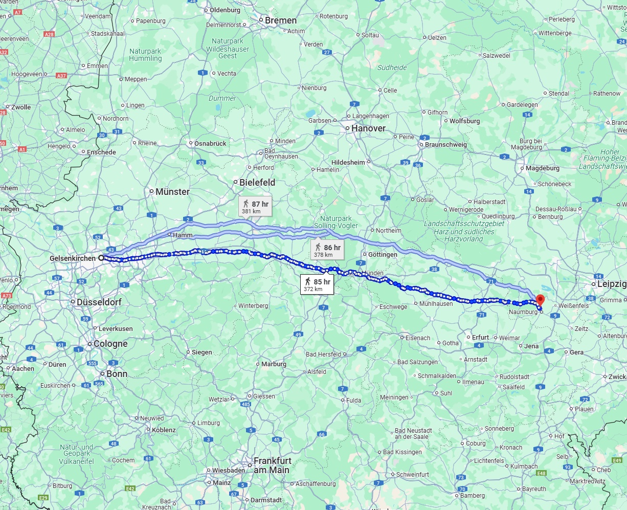 Anreise von Gelsenkirchen Zu Saale Über 