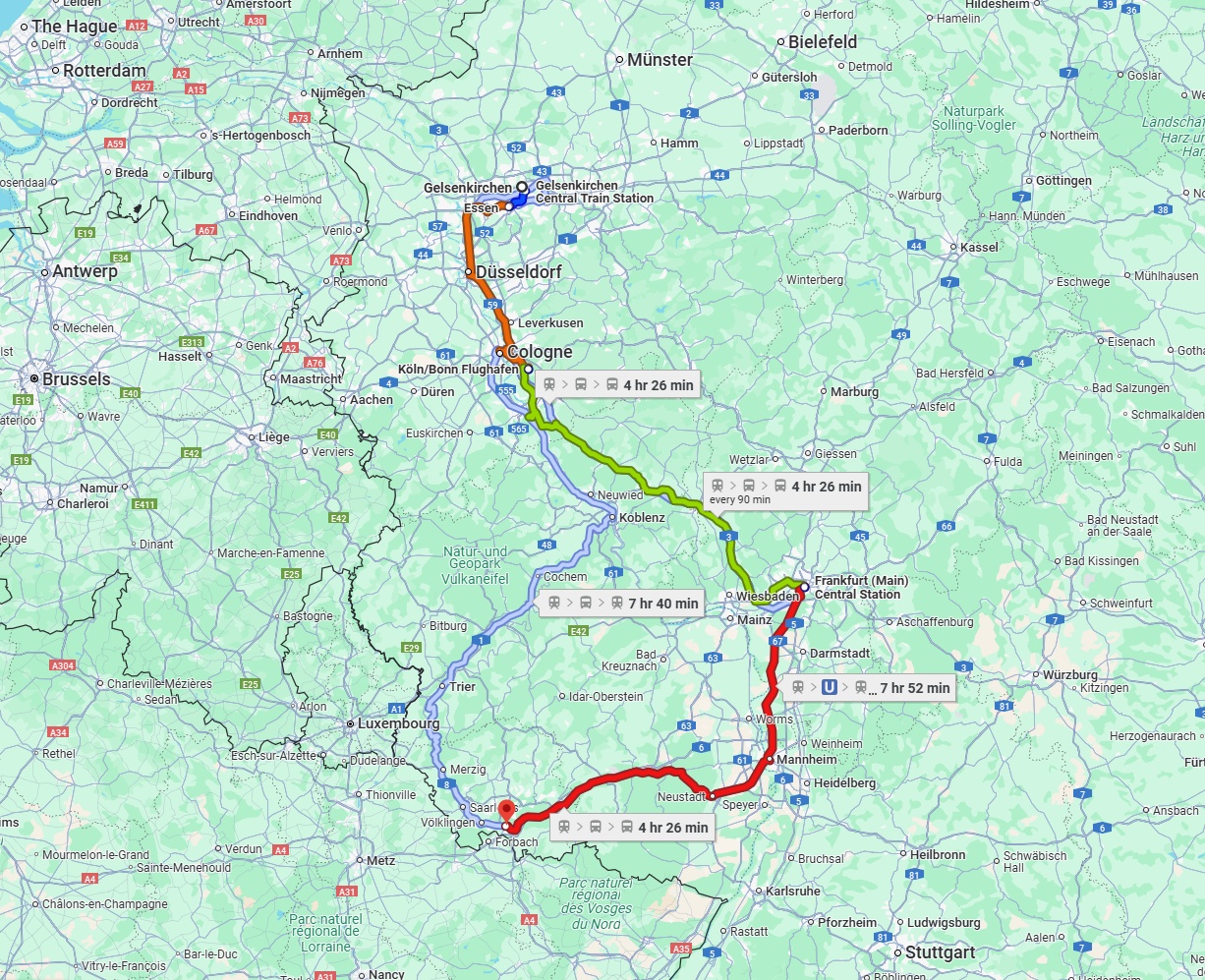 Anreise von Gelsenkirchen Zu Saarbrücken Über 