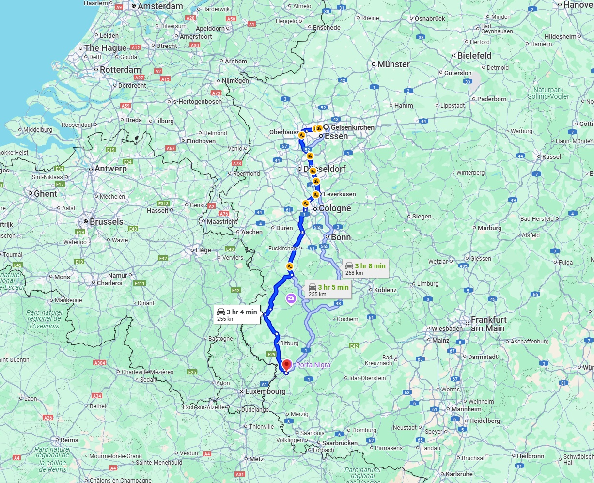 Anreise von Gelsenkirchen Zu Trier Über via A1 and B51