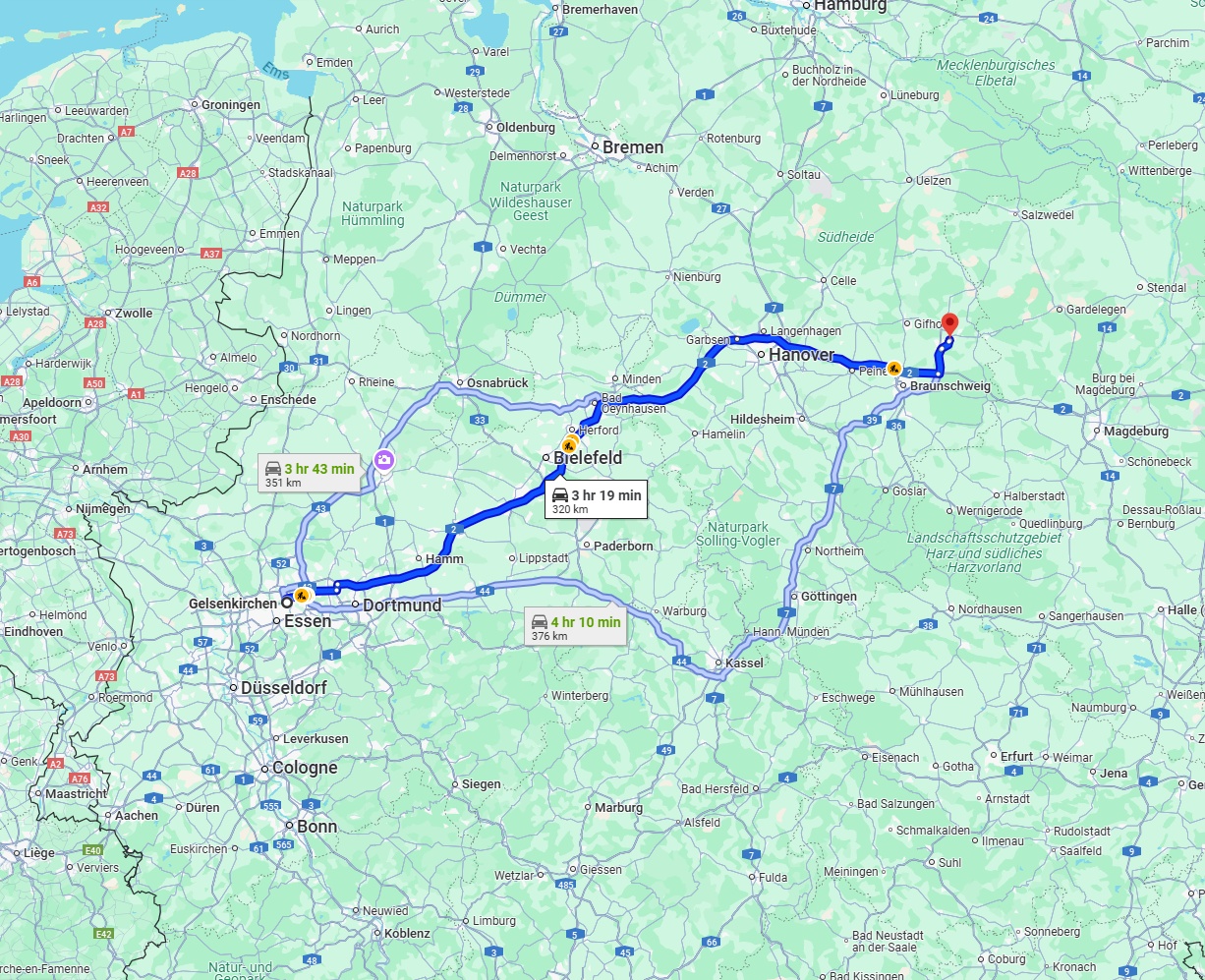 Anreise von Gelsenkirchen Zu Wolfsburg Über via A2