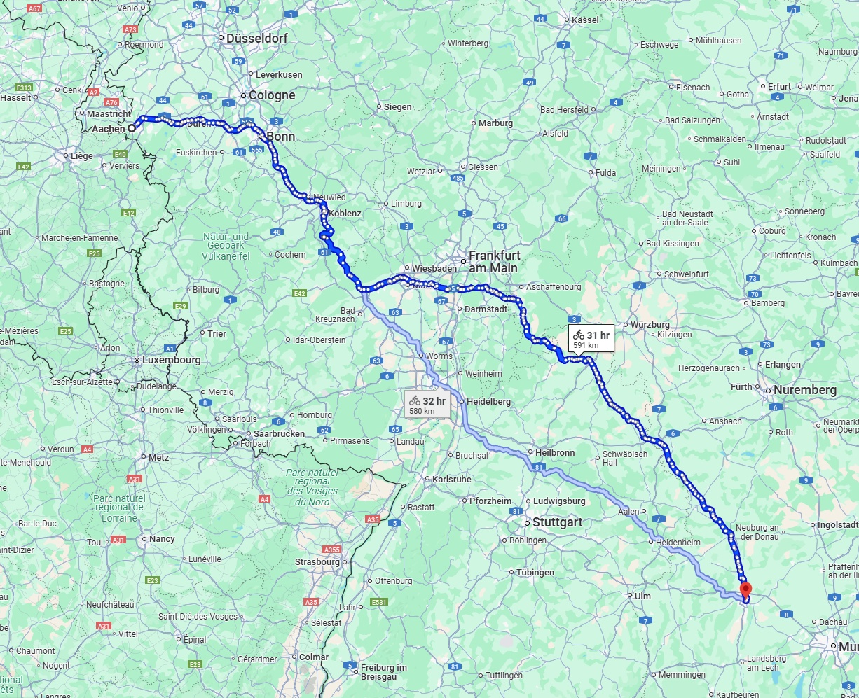 Anreise von Aachen Zu Augsburg Über 