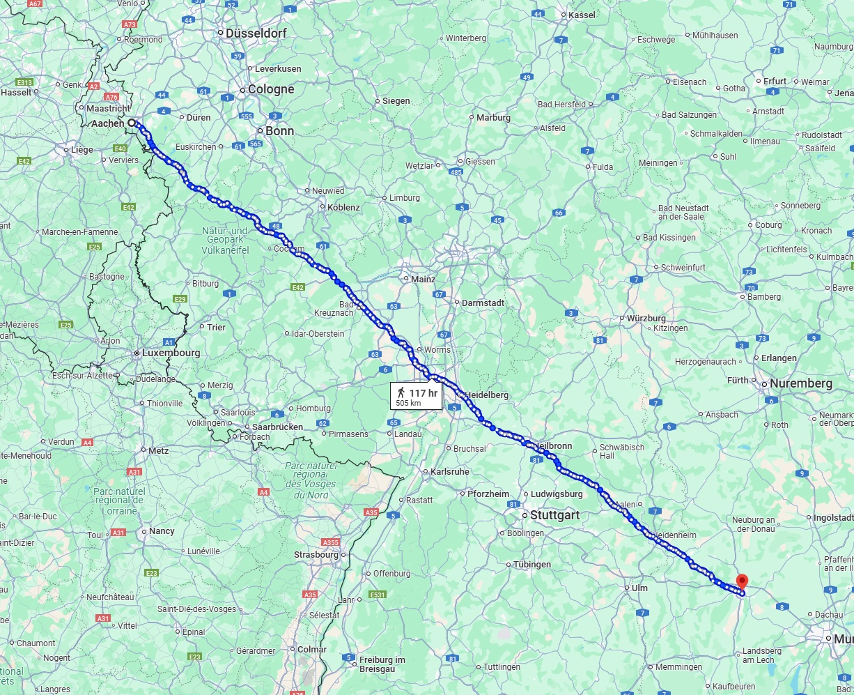 Anreise von Aachen Zu Augsburg Über 