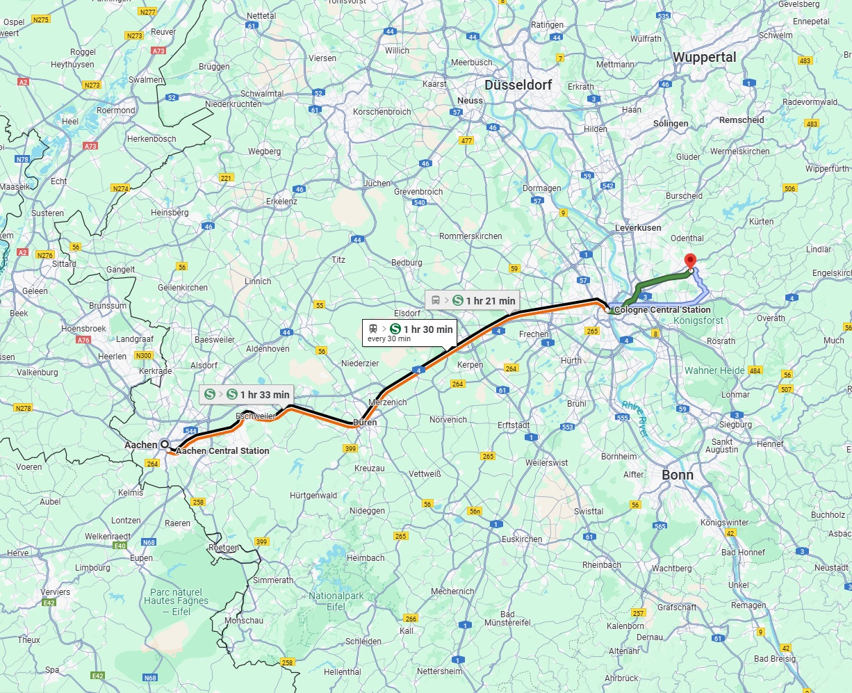 Anreise von Aachen Zu Bergisch Gladbach Über 