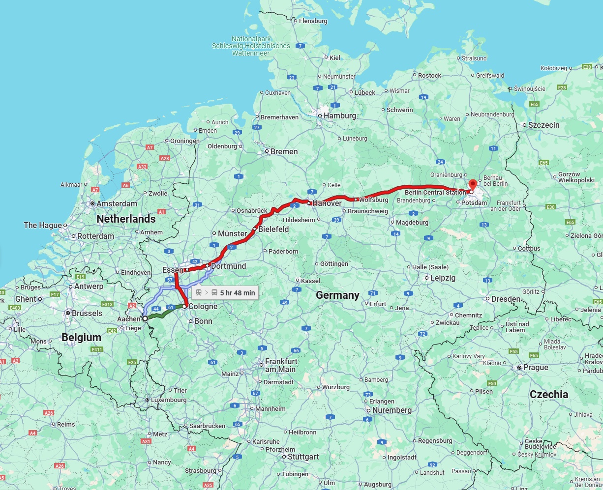 Anreise von Aachen Zu Berlin Über 
