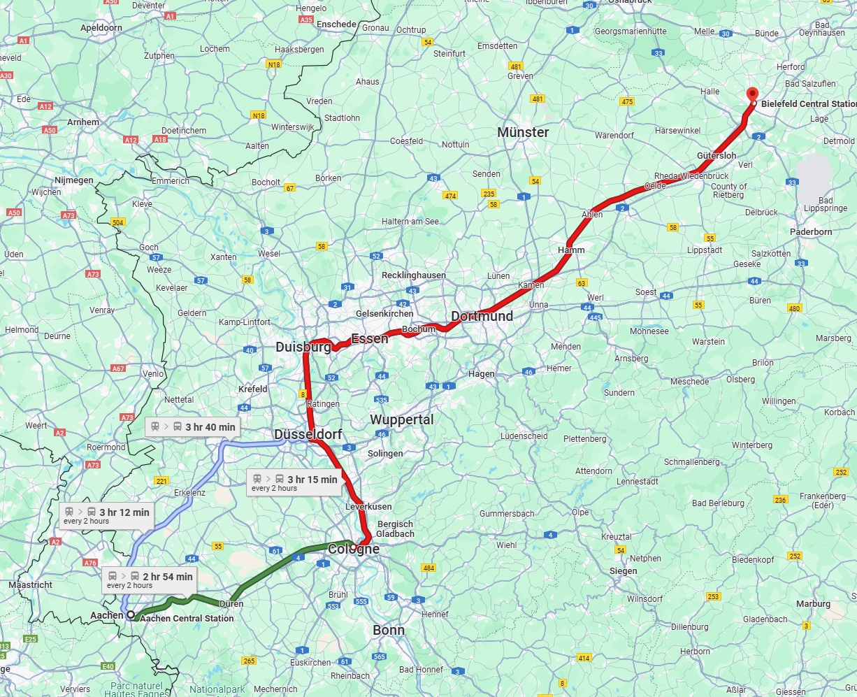 Anreise von Aachen Zu Bielefeld Über 